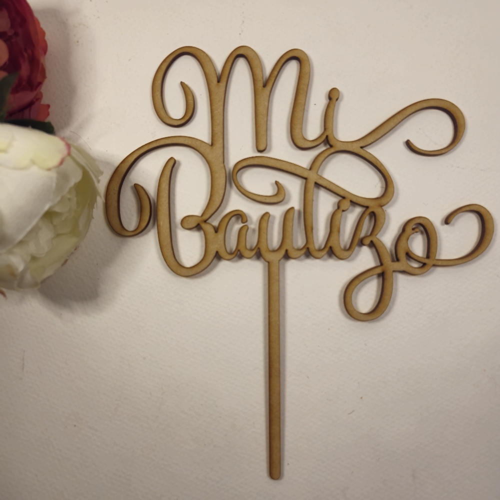 Mi bautizo Cake Topper.  Wooden Baptism Cake Topper.  Cake Toppers decoration.